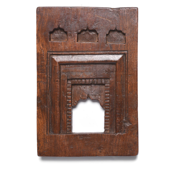 Old Carved Teak Votive Panel from Andra Pradesh - 19thC Tribal Indian Wall Art | Indigo Antiques