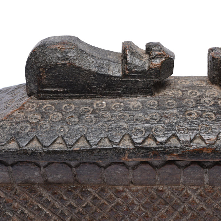 Bull Detail From Carved Wood Masala Box On Wheels From Andra Pradesh - Ca 100 Yrs | Indigo Antiques