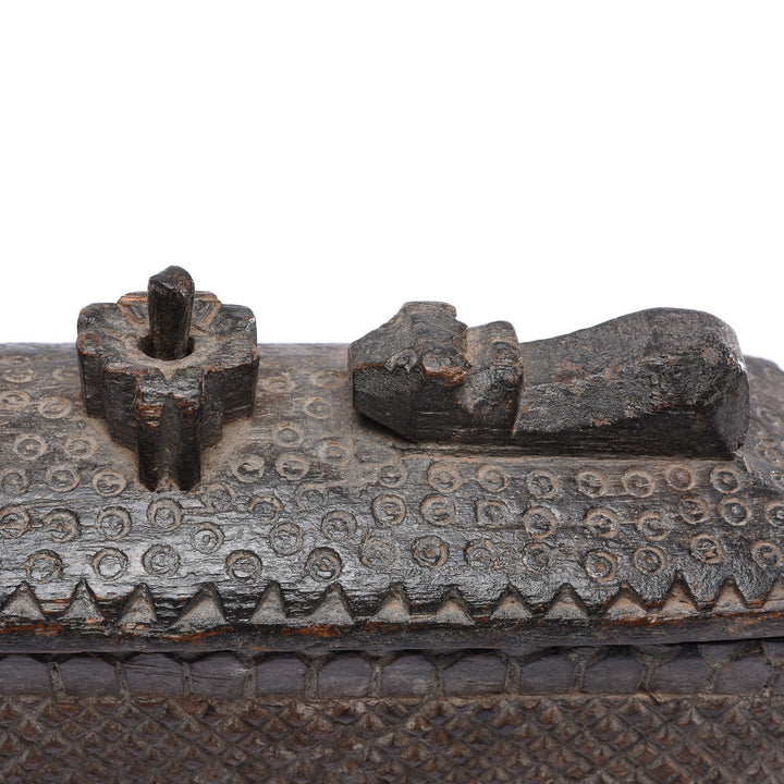 Bull Detail From Carved Wood Masala Box On Wheels From Andra Pradesh - Ca 100 Yrs | Indigo Antiques