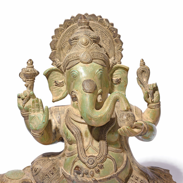 Detail Of  Ganesh Statue - Bronze Reproduction | Indigo Antiques