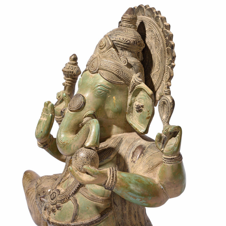 Profile Detail Of Ganesh Statue - Bronze Reproduction | Indigo Antiques