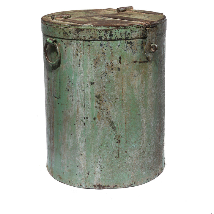 Painted Green Indian Grain Storage Bin From Rajasthan - Ca 1900 | Indigo Antiques