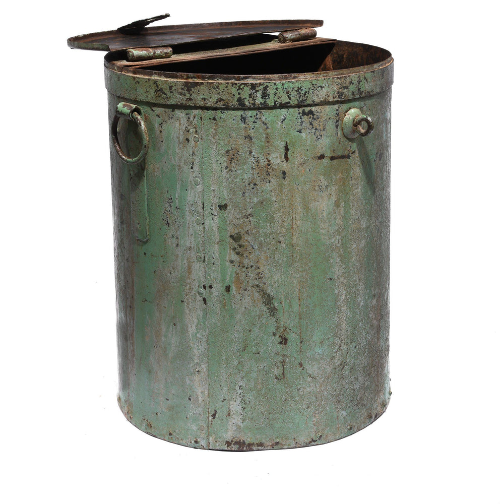 Painted Green Indian Grain Storage Bin From Rajasthan - Ca 1900 | Indigo Antiques