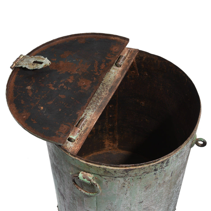 Painted Green Indian Grain Storage Bin From Rajasthan - Ca 1900 | Indigo Antiques