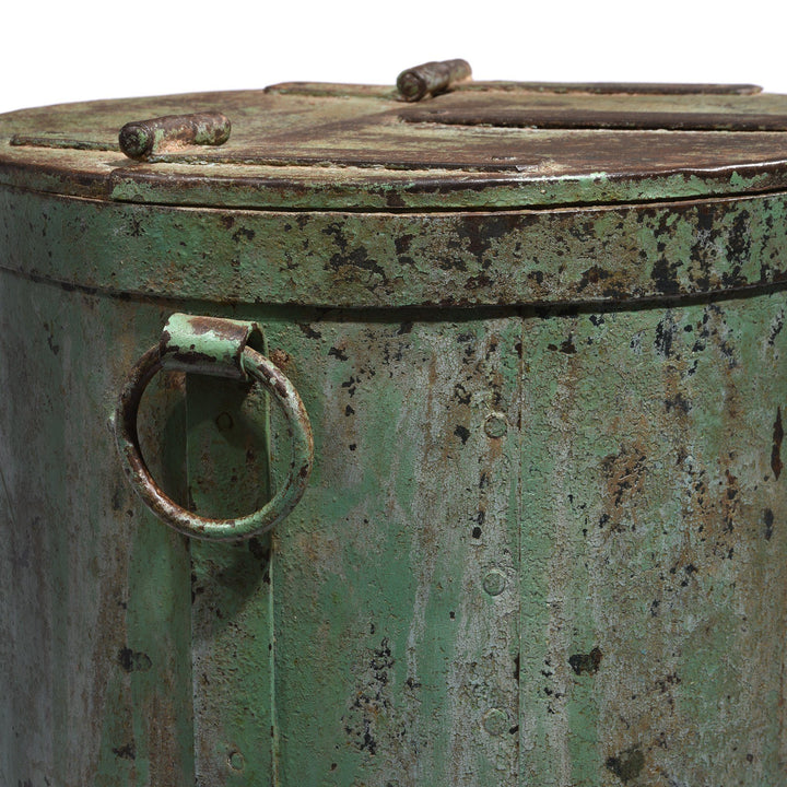 Painted Green Indian Grain Storage Bin From Rajasthan - Ca 1900 | Indigo Antiques