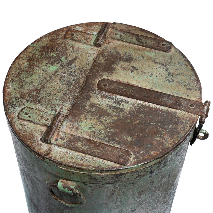 Painted Green Indian Grain Storage Bin From Rajasthan - Ca 1900 | Indigo Antiques
