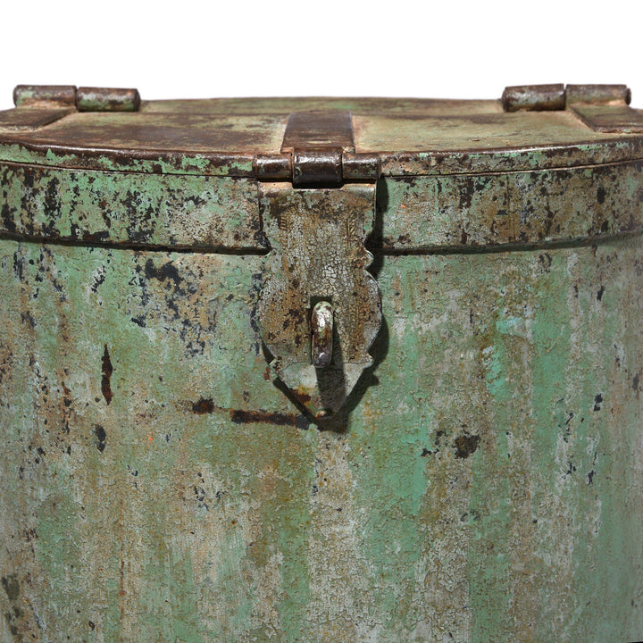 Painted Green Indian Grain Storage Bin From Rajasthan - Ca 1900 | Indigo Antiques