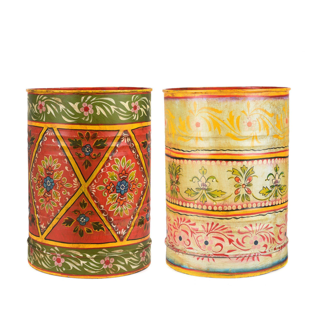 Pair of Rajasthani Waste Paper Bins / Planters Made in India | Indigo Antiques