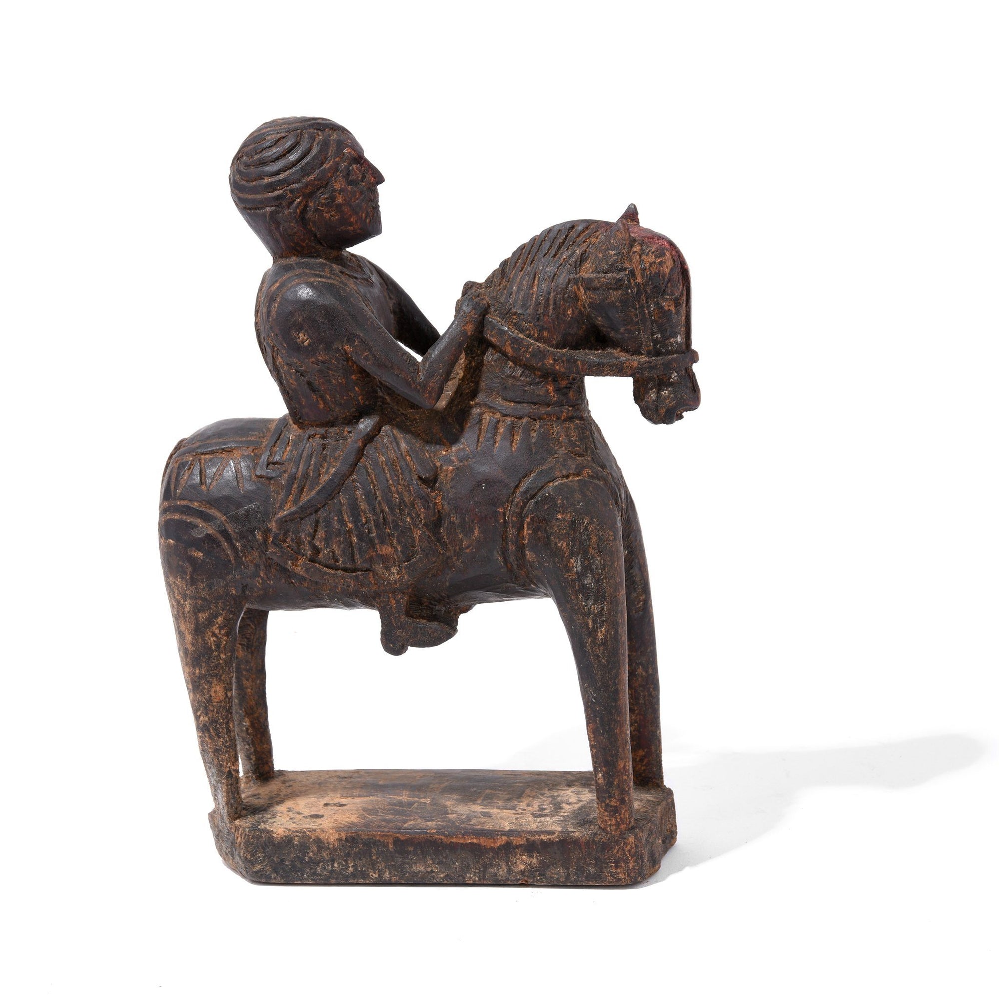 Indian Chip Carved Horseman Figurine From Kutch - 19thC | Indigo Antiques