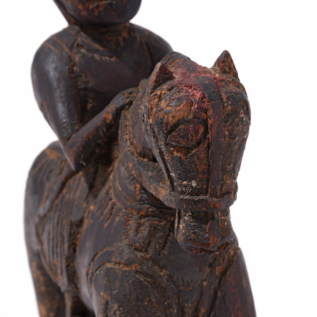 Indian Chip Carved Horseman Figurine From Kutch - 19thC | Indigo Antiques