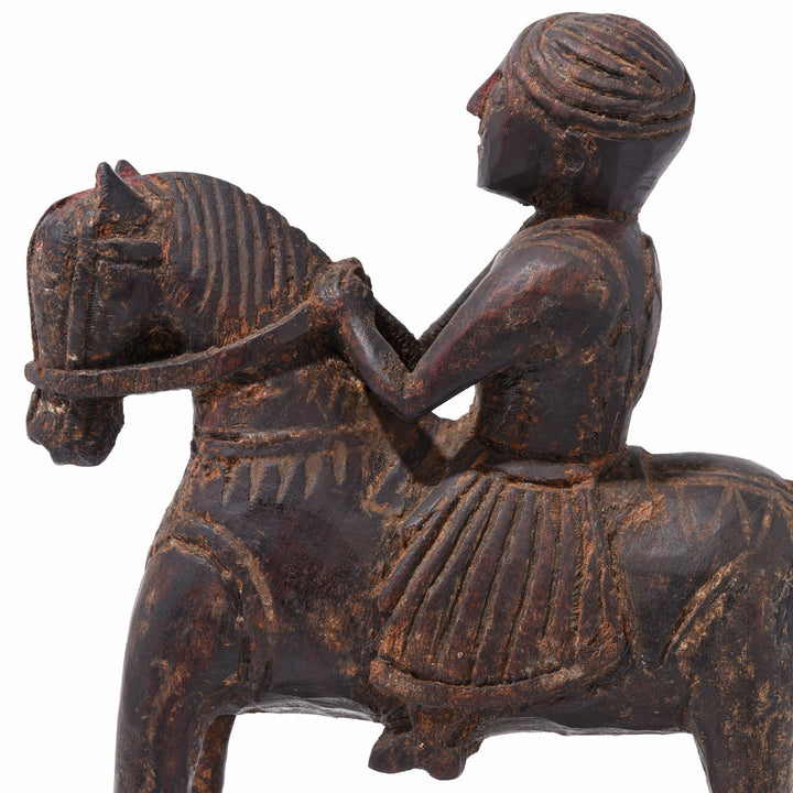 Indian Chip Carved Horseman Figurine From Kutch - 19thC | Indigo Antiques