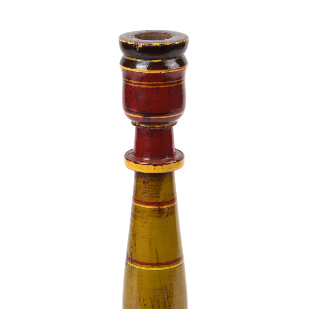 Lacquered Candle Stick From Rajasthan | Indigo Antiques