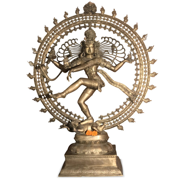 Large Brass Dancing Shiva Nataraj Statue From South India
