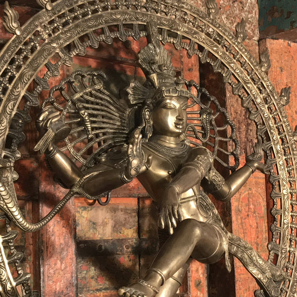 Large Brass Dancing Shiva Nataraj Statue From South India
