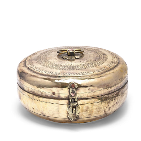 Large Brass Indian Chapati Box - Ca 1900