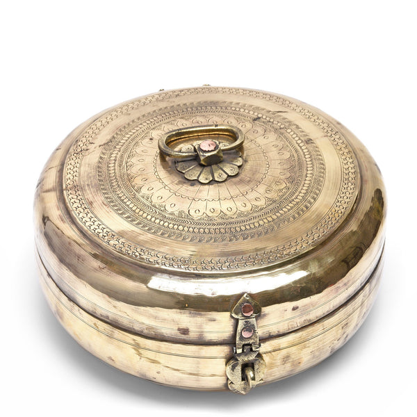 Large Brass Indian Chapati Box - Ca 1900