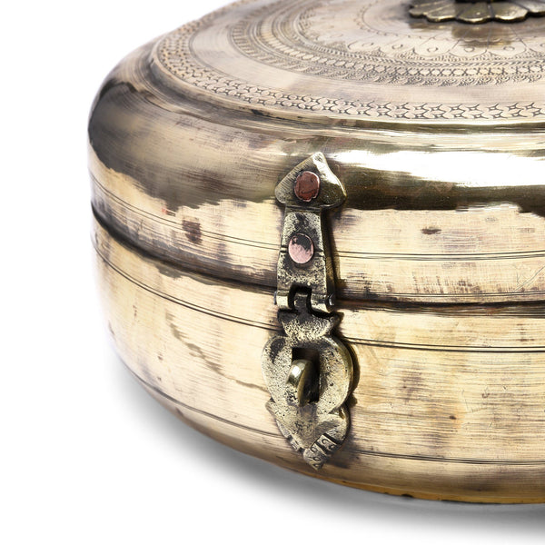 Large Brass Indian Chapati Box - Ca 1900