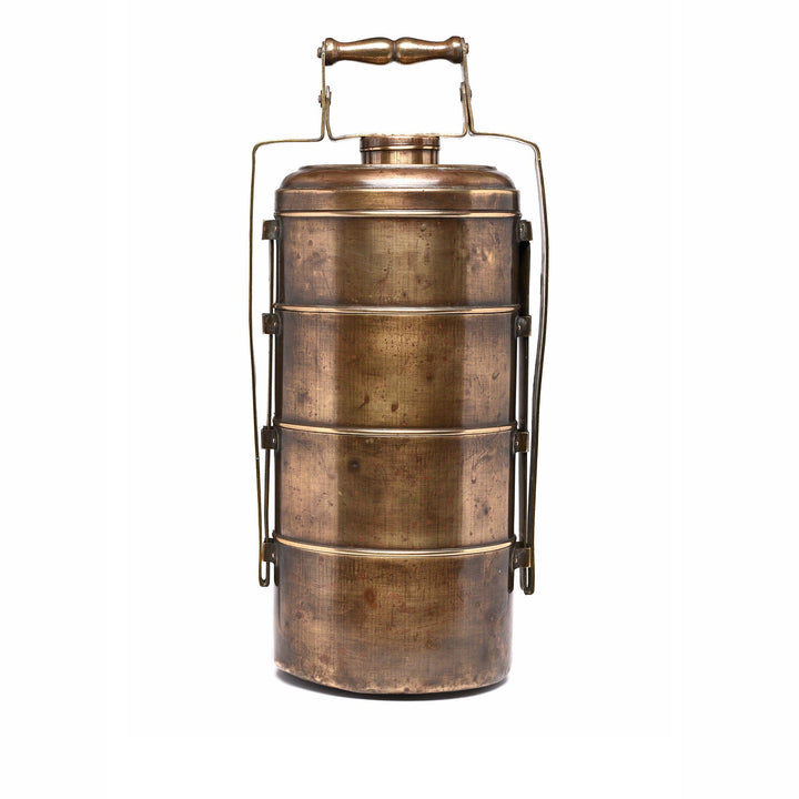 Large Vintage Brass Tiffin Box Set From India - Ca 80 Yrs Old | Indigo Antiques