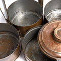 Large Vintage Brass Tiffin Box Set From India - Ca 80 Yrs Old