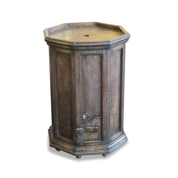 Octagonal Brass Covered Temple Collection Box -19thC