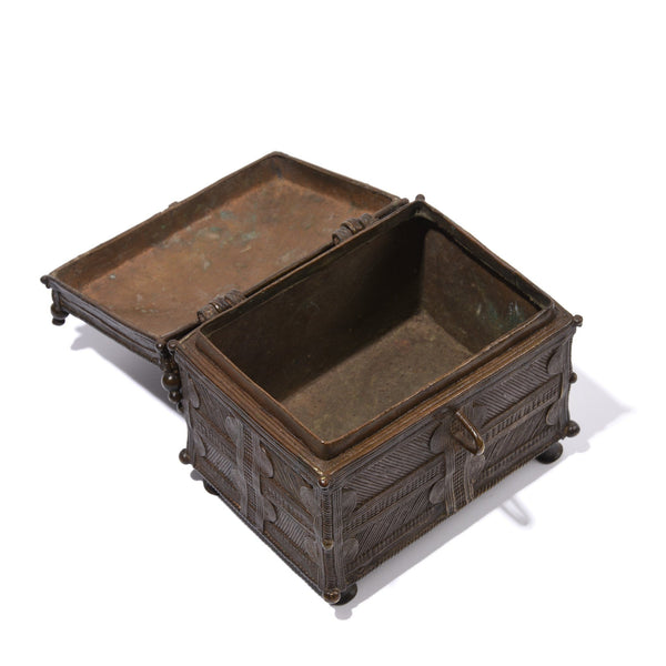 Old Brass Dhokra Money Box From Orissa - Late 19thC