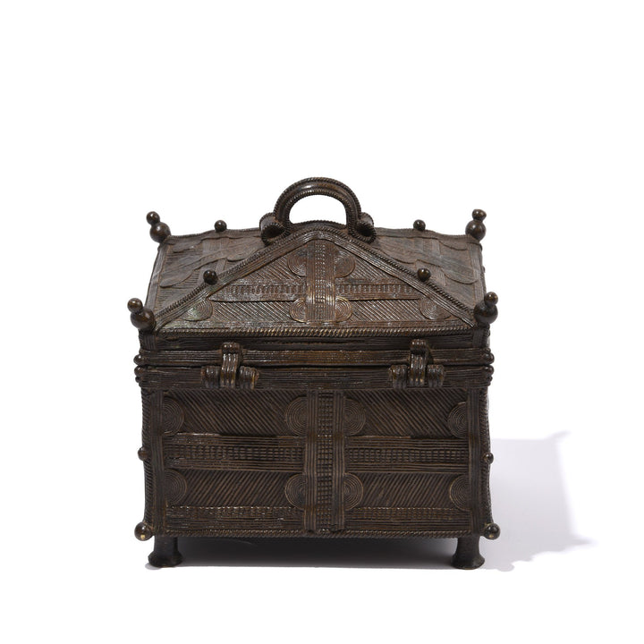 Back detail from an Old Brass Dhokra Money Box From Orissa - Late 19thC | Indigo Antiques