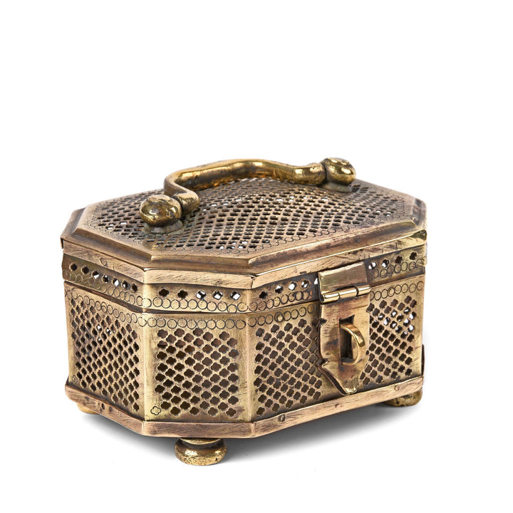Old Brass Jali Pandan Box From India - Ca 85 yrs old | Indigo Oriental Antiques