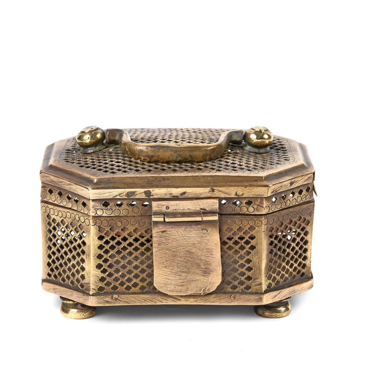 Old Brass Jali Pandan Box From India - Ca 85 yrs old | Indigo Oriental Antiques
