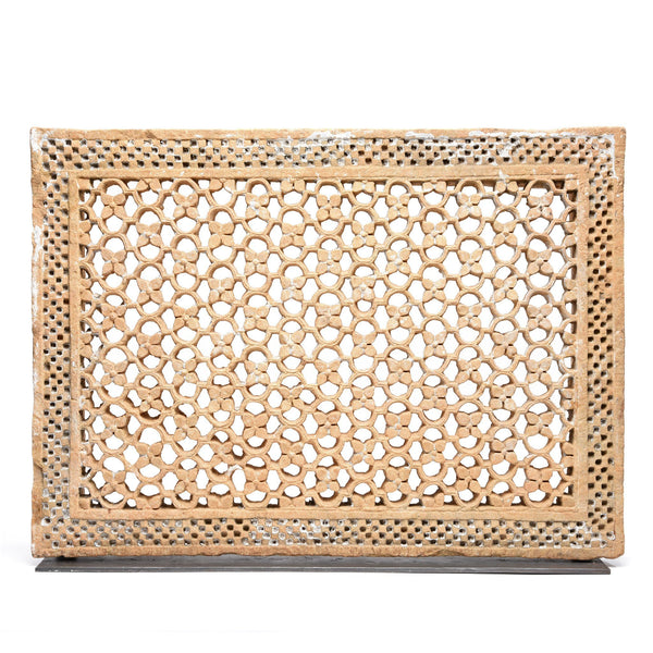 Old Carved Stone Jali Panel From Rajasthan - 19thC