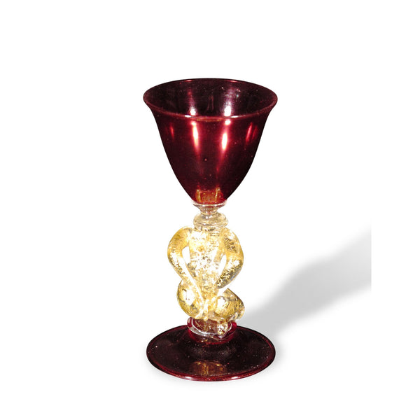 Old Cranberry Sherry Glass From Murano - Ca 1930