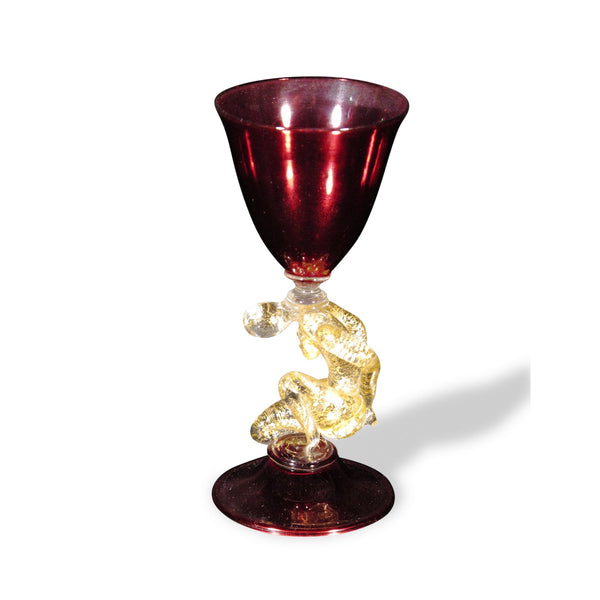 Old Cranberry Sherry Glass From Murano - Ca 1930