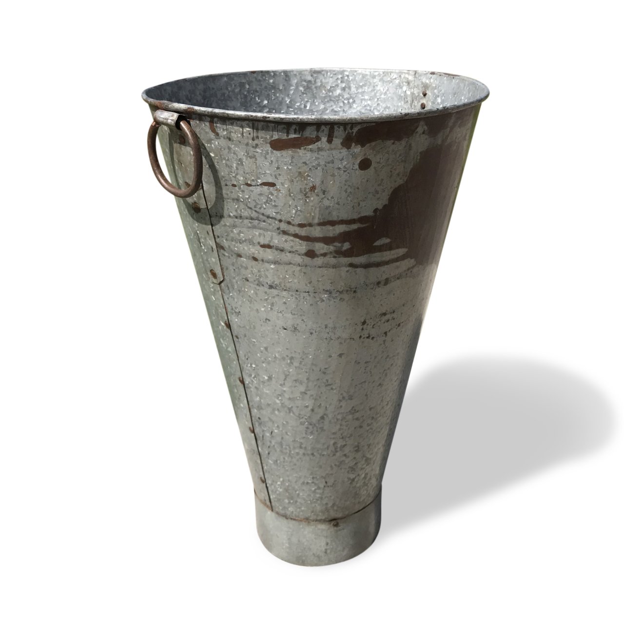 Galvanised Iron Tapered Bucket - From Rajasthan - 38 x 38 x 62 (wxdxh cms) - A5965