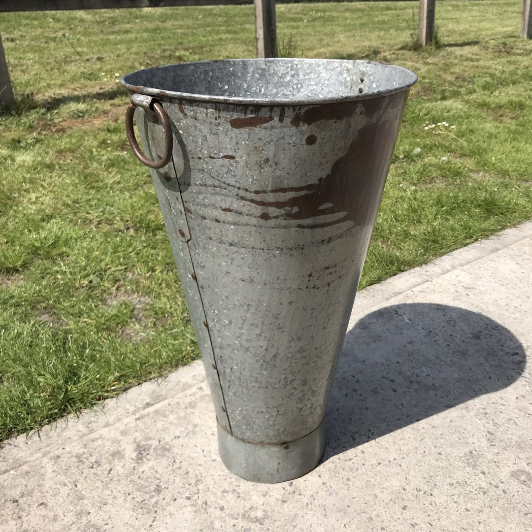 Galvanised Iron Tapered Bucket - From Rajasthan - 38 x 38 x 62 (wxdxh cms) - A5965