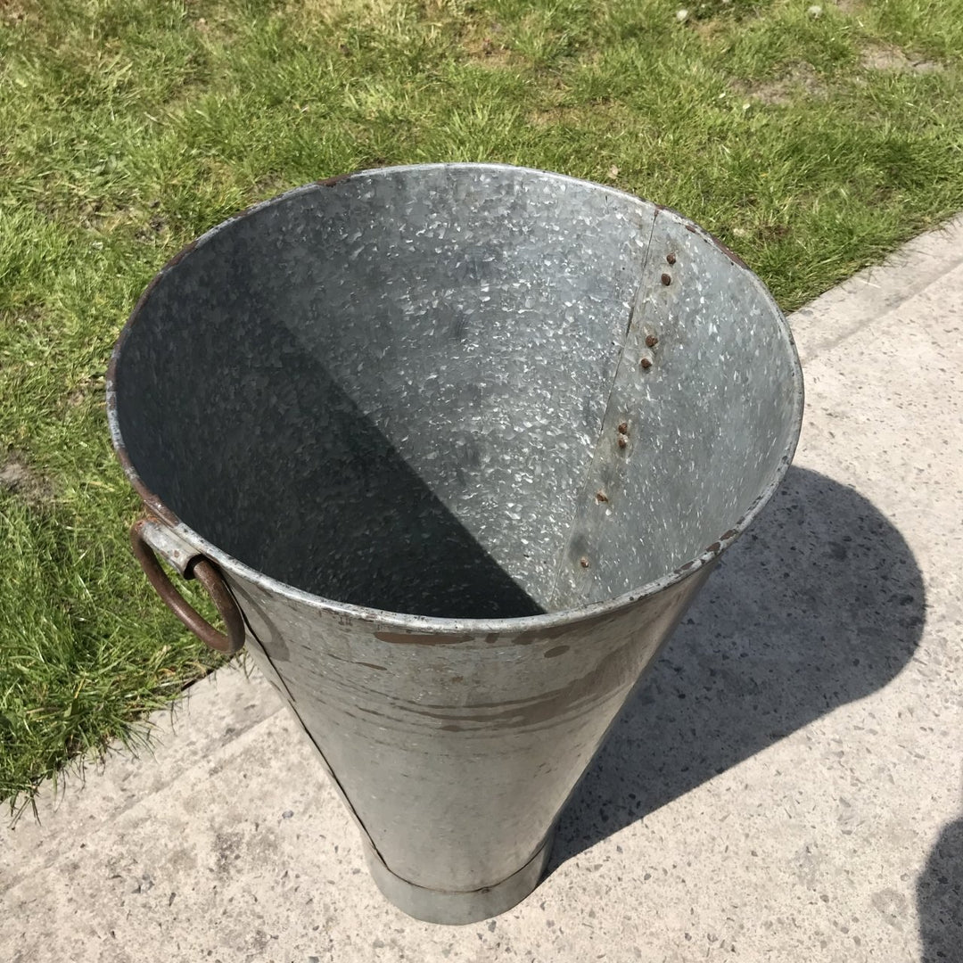 Galvanised Iron Tapered Bucket - From Rajasthan - 38 x 38 x 62 (wxdxh cms) - A5965