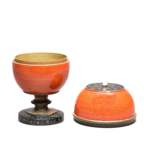 Old Indian Spotted Lacquer Pot From Kutch - 19thC