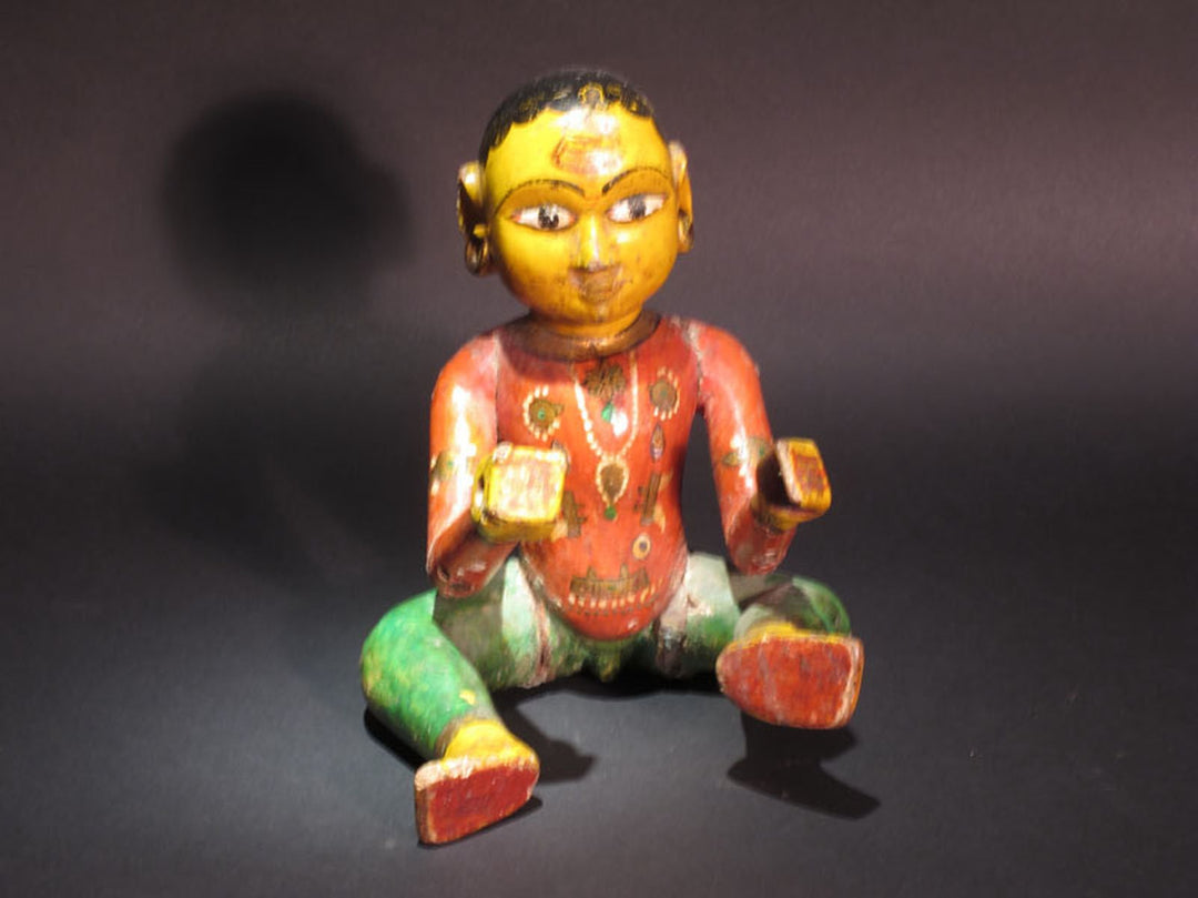 Old Krishna Figure - original painted finish c.1890 | Indigo Oriental Antiques