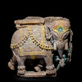 Old Painted Stone Elephant Statue From Gujarat - 19thC