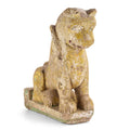 Old Painted Stone Lion Statue From Gujarat - 19thC
