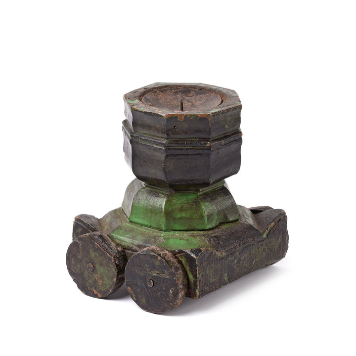 Old Wood Candle Stand Made From Tika Box From  Rajasthan | Indigo Antiques