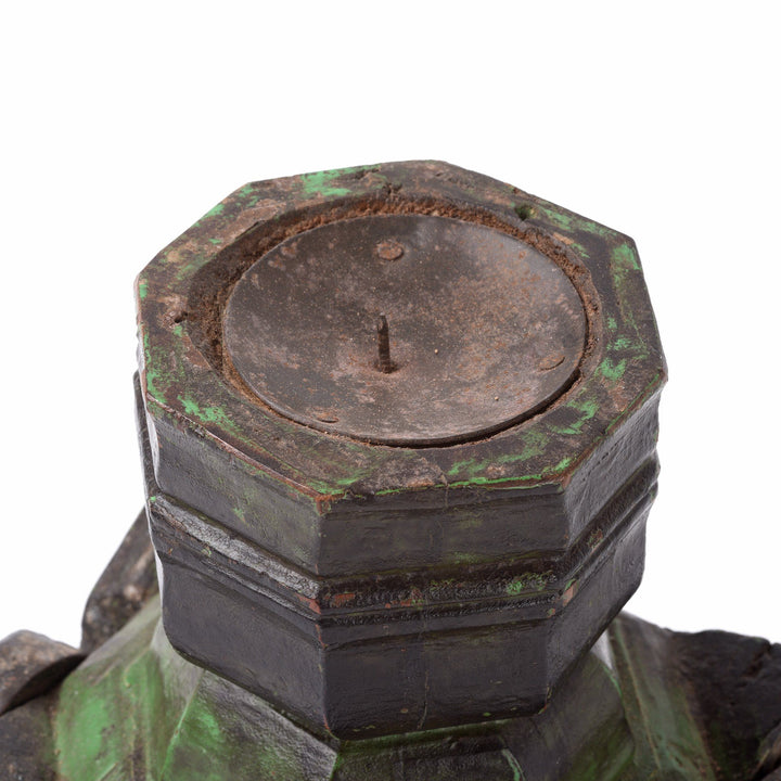 Old Wood Candle Stand Made From Tika Box From  Rajasthan | Indigo Antiques