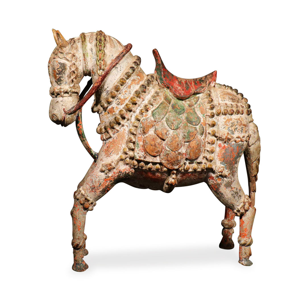 Painted Carved Mughal Horse from Gujarat - Early 19thC | Indigo Oriental Antiques