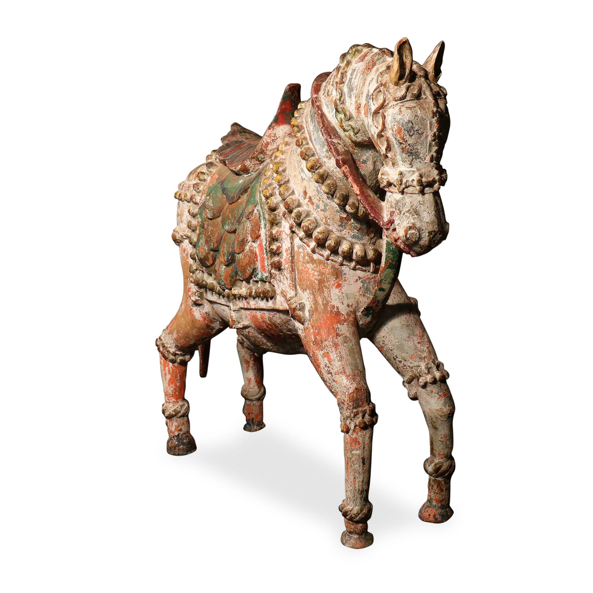 Painted Carved Mughal Horse from Gujarat - Early 19thC | Indigo Oriental Antiques