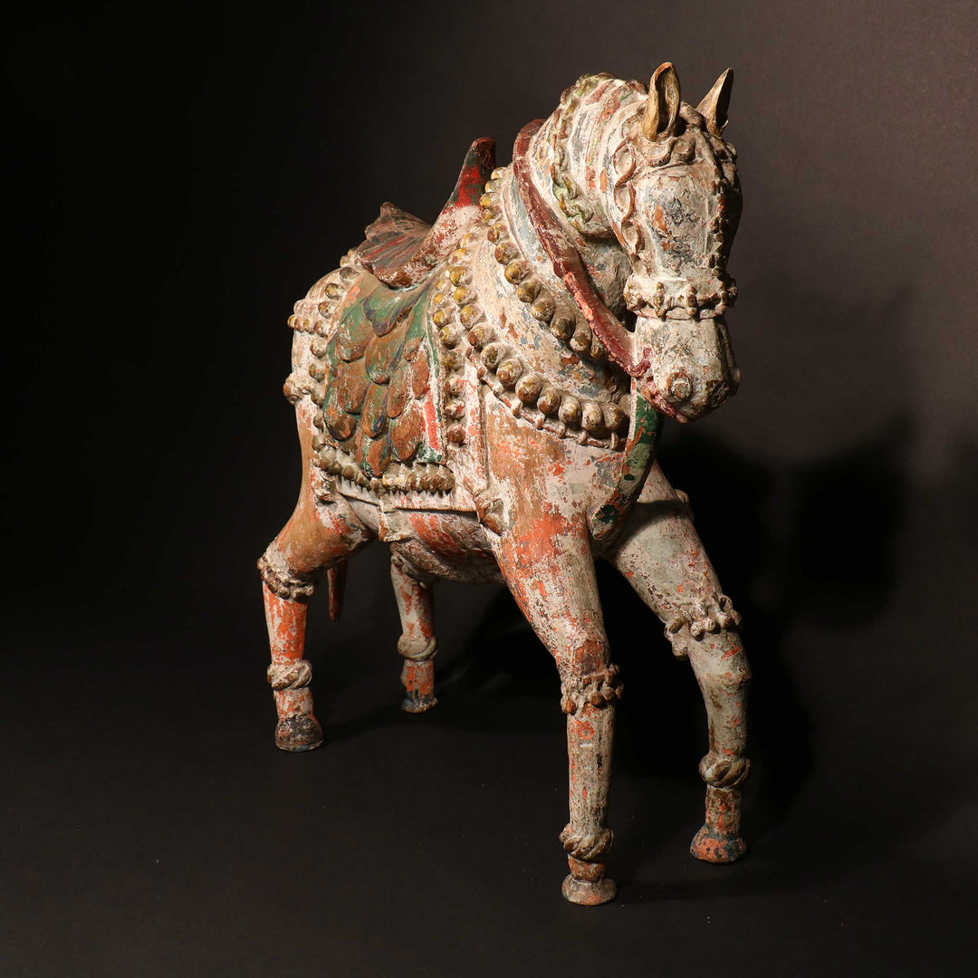 Painted Carved Mughal Horse from Gujarat - Early 19thC | Indigo Oriental Antiques