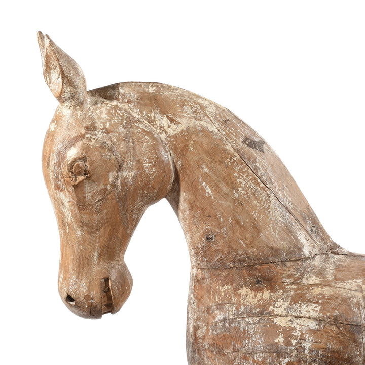 Face detail of a white painted Indian temple horse dating from the 1930's.