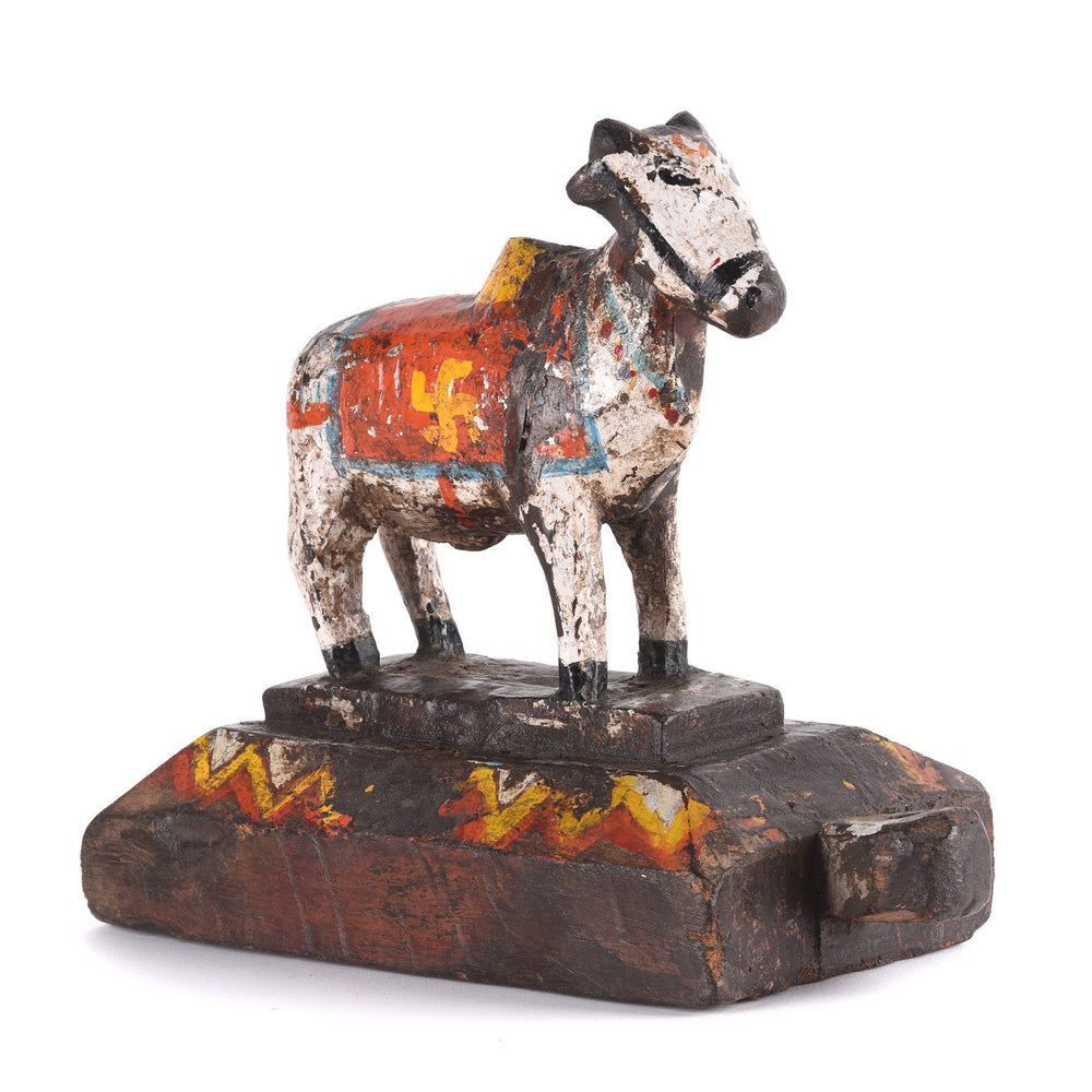 Carved Teak Nandi Bull Toy From Rajasthan - Ca 1920 | Indigo Antiques