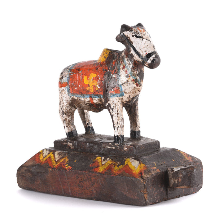 Carved Teak Nandi Bull Toy From Rajasthan - Ca 1920 | Indigo Antiques