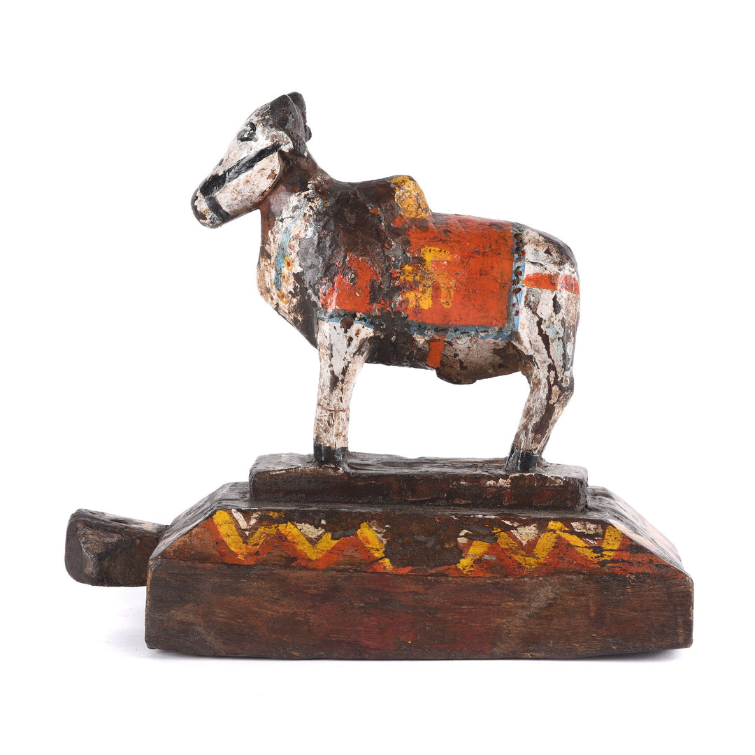 Carved Teak Nandi Bull Toy From Rajasthan - Ca 1920 | Indigo Antiques