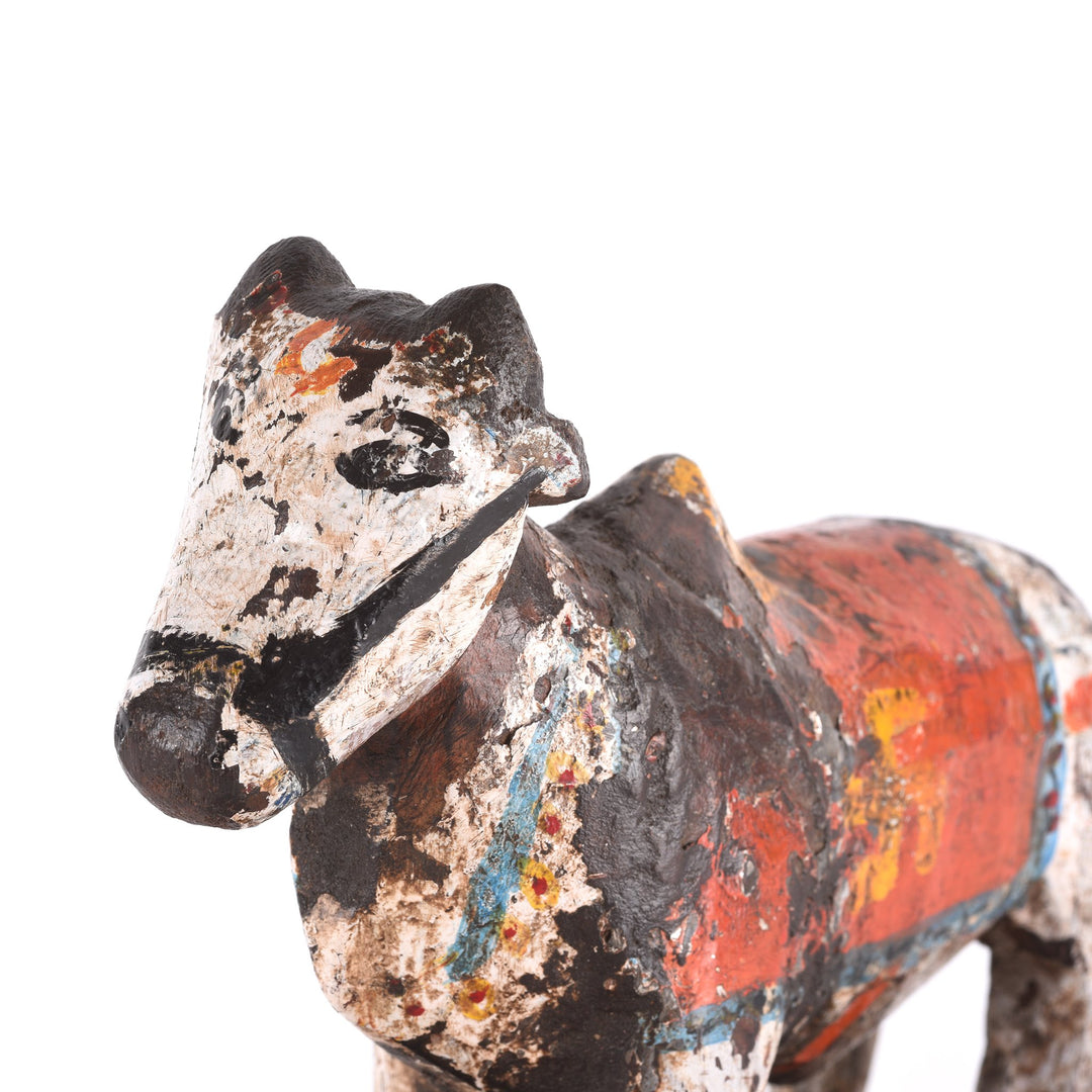 Carved Teak Nandi Bull Toy From Rajasthan - Ca 1920 | Indigo Antiques