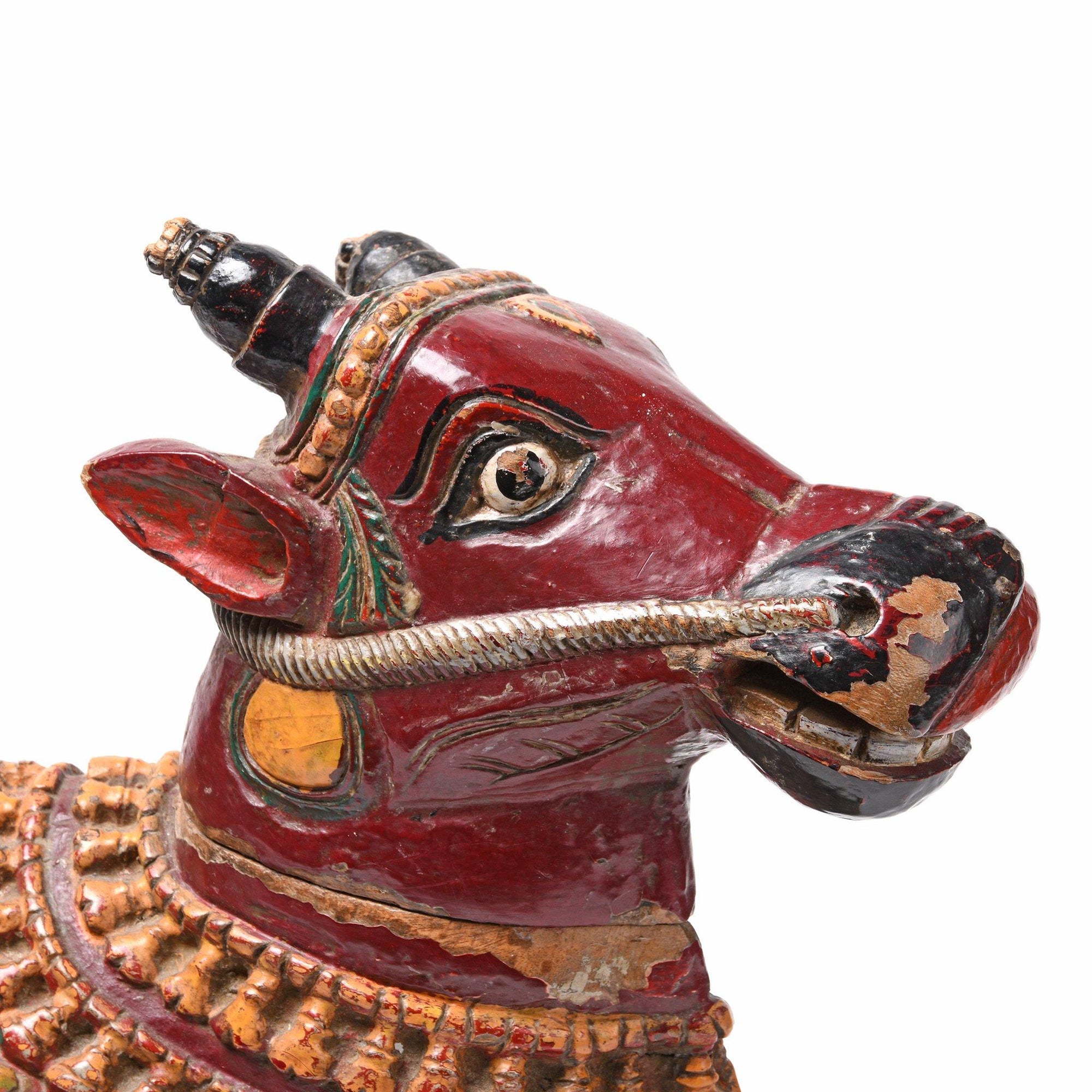 Painted Indian Nandi Bull From Tamil Nadu - Ca 1920 | Indigo Antiques