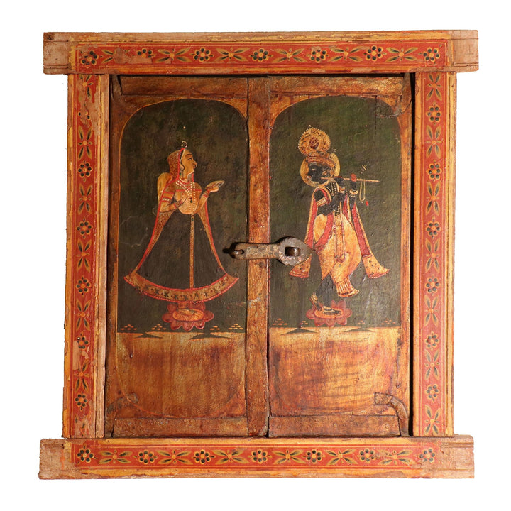 Painted Window from Bikaner, Rajasthan - 19thC | Indigo Oriental Antiques